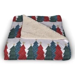 Christmas Tree Trio Sherpa Fleece Blanket -Michaels X-Mas Decor D673256S 2