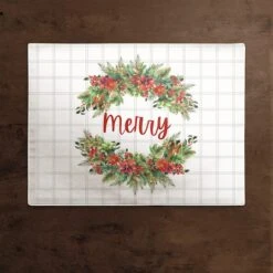 Merry Holly Wreath Cotton Twill Placemat -Michaels X-Mas Decor D673261S 2