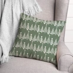 Sage Christmas Tree Pattern Indoor/Outdoor Pillow -Michaels X-Mas Decor D673262S 3
