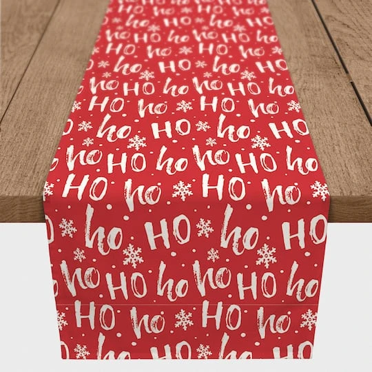 90'' Ho Ho Ho Pattern Cotton Twill Runner 4 90'' Ho Ho Ho Pattern Cotton Twill Runner - Image 2
