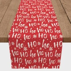 90'' Ho Ho Ho Pattern Cotton Twill Runner