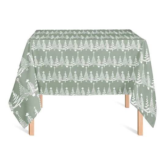 58'' Sage Christmas Tree Pattern Tablecloth 5 58'' Sage Christmas Tree Pattern Tablecloth - Image 3