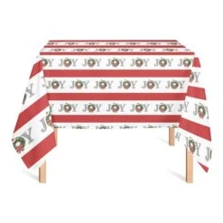 58'' Joy Wreath Stripes Tablecloth -Michaels X-Mas Decor D673287S 2