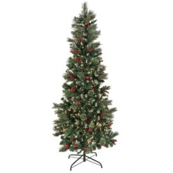 6.5ft. Pre-lit Artificial Meadowlark Pencil Hinged Tree, Clear Lights -Michaels X-Mas Decor D674354S 1 1