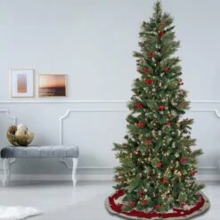 6.5ft. Pre-lit Artificial Meadowlark Pencil Hinged Tree, Clear Lights -Michaels X-Mas Decor D674354S 2