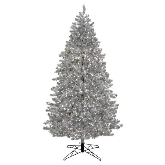 7.5ft. Pre-Lit Silver Metallic Artificial Christmas Tree, White LED Lights 3 7.5ft. Pre-Lit Silver Metallic Artificial Christmas Tree, White LED Lights