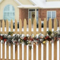 9ft. General Store Snowy Garland With LED Lights & Bows -Michaels X-Mas Decor D675916S 2