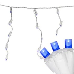 Northlight 100ct. LED Wide Angle Icicle Christmas Lights With White Wire Blue -Michaels X-Mas Decor D676189S 2