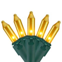 Northlight 100ct. Opaque Gold Mini Christmas Lights Set With Green Wire