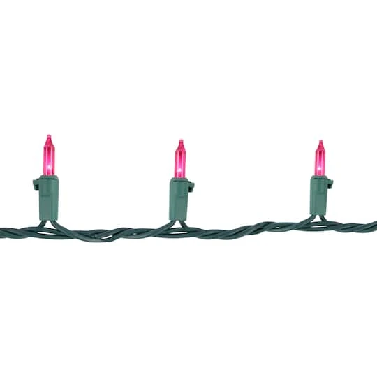 Northlight 100ct. Mini Christmas String Lights With Green Wire Pink 14 Northlight 100ct. Mini Christmas String Lights With Green Wire Pink - Image 12