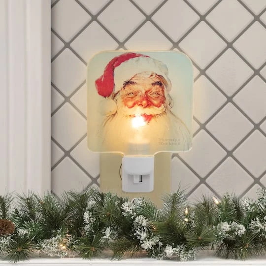 Northlight 6" Norman Rockwell 'Santa Claus' Glass Christmas Night Light 5 Northlight 6" Norman Rockwell 'Santa Claus' Glass Christmas Night Light - Image 3