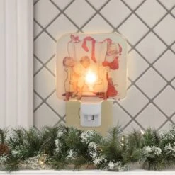 Northlight 6" Norman Rockwell 'Santa Looking At Two Sleeping Children' Glass Christmas Night Light 8 Northlight 6" Norman Rockwell 'Santa Looking At Two Sleeping Children' Glass Christmas Night Light -Michaels X-Mas Decor D676231S 2