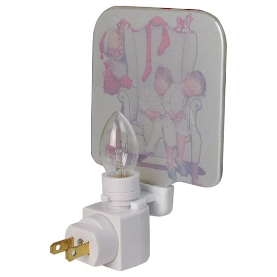 Northlight 6" Norman Rockwell 'Santa Looking At Two Sleeping Children' Glass Christmas Night Light 6 Northlight 6" Norman Rockwell 'Santa Looking At Two Sleeping Children' Glass Christmas Night Light - Image 4