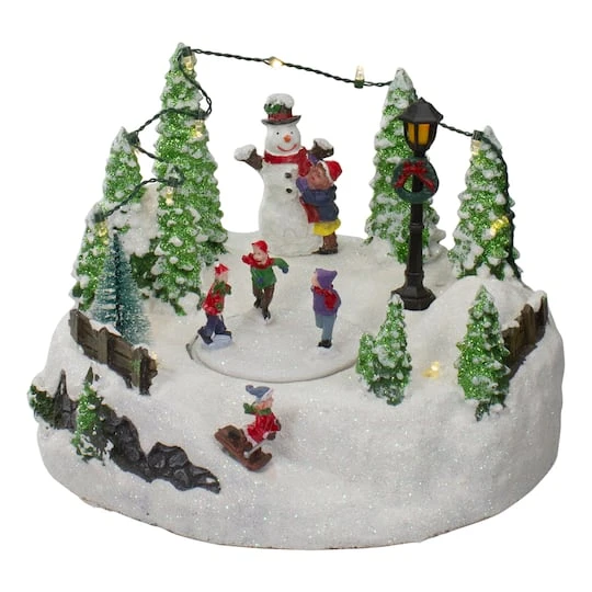 Northlight 9" Lighted Christmas Scene With Moving Skaters & Snowman 3 Northlight 9" Lighted Christmas Scene With Moving Skaters & Snowman