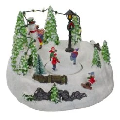 Northlight 9" Lighted Christmas Scene With Moving Skaters & Snowman 11 Northlight 9" Lighted Christmas Scene With Moving Skaters & Snowman -Michaels X-Mas Decor D676281S 3