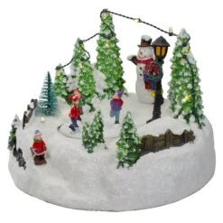 Northlight 9" Lighted Christmas Scene With Moving Skaters & Snowman 12 Northlight 9" Lighted Christmas Scene With Moving Skaters & Snowman -Michaels X-Mas Decor D676281S 4