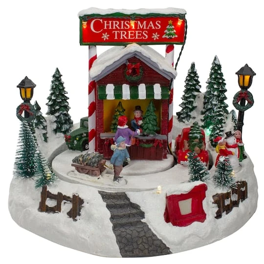 Northlight 9" Lighted & Animated Christmas Tree Farm Winter Scene With Moving Cars 4 Northlight 9" Lighted & Animated Christmas Tree Farm Winter Scene With Moving Cars - Image 2