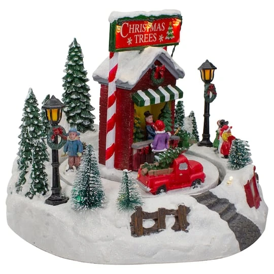 Northlight 9" Lighted & Animated Christmas Tree Farm Winter Scene With Moving Cars 6 Northlight 9" Lighted & Animated Christmas Tree Farm Winter Scene With Moving Cars - Image 4