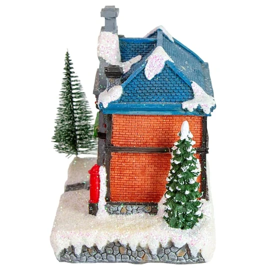 Northlight 7" Red LED Lighted Post Office Christmas Village Decoration 5 Northlight 7" Red LED Lighted Post Office Christmas Village Decoration - Image 3