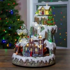 Northlight 17" White LED Lighted & Animated Christmas Village With Moving Train -Michaels X-Mas Decor D676293S 2
