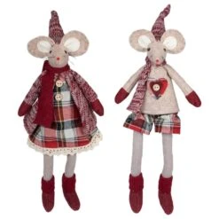 Northlight 17" Boy & Girl Sitting Plush Christmas Mice Figure Set -Michaels X-Mas Decor D676299S 11