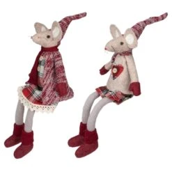 Northlight 17" Boy & Girl Sitting Plush Christmas Mice Figure Set -Michaels X-Mas Decor D676299S 2