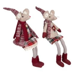 Northlight 17" Boy & Girl Sitting Plush Christmas Mice Figure Set -Michaels X-Mas Decor D676299S 3
