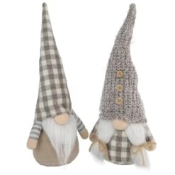 Northlight 13" Beige & White Gingham Nordic Christmas Gnome Set 16 Northlight 13" Beige & White Gingham Nordic Christmas Gnome Set -Michaels X-Mas Decor D676302S 11
