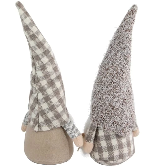 Northlight 13" Beige & White Gingham Nordic Christmas Gnome Set 12 Northlight 13" Beige & White Gingham Nordic Christmas Gnome Set - Image 10