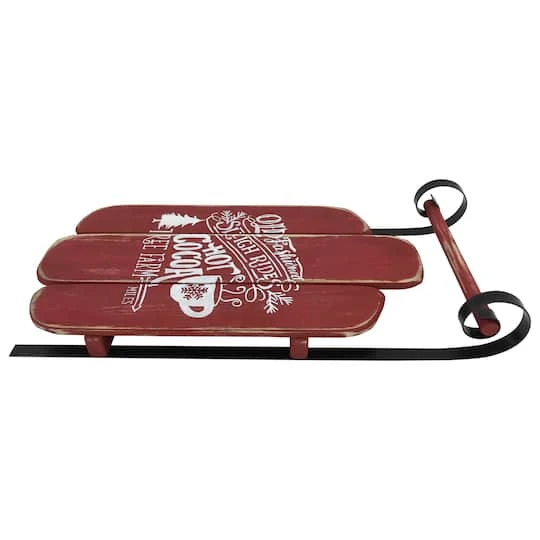 Northlight 23'' Red Wooden Christmas Snow Sled Decoration 4 Northlight 23'' Red Wooden Christmas Snow Sled Decoration - Image 2