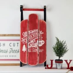 Northlight 23'' Red Wooden Christmas Snow Sled Decoration 8 Northlight 23'' Red Wooden Christmas Snow Sled Decoration -Michaels X-Mas Decor D676318S 2