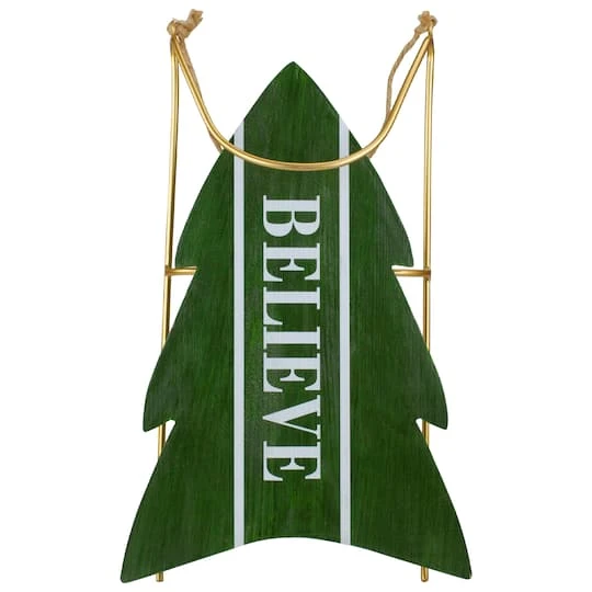 Northlight 18.25'' Green Wooden Believe Christmas Snow Sled Decoration 3 Northlight 18.25'' Green Wooden Believe Christmas Snow Sled Decoration