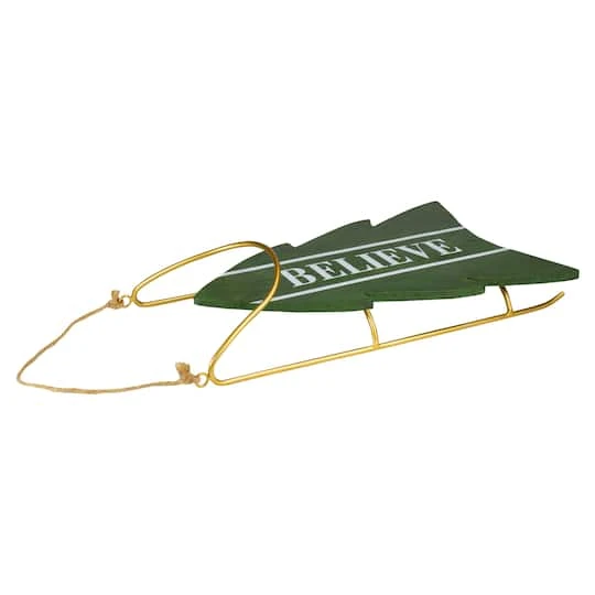Northlight 18.25'' Green Wooden Believe Christmas Snow Sled Decoration 5 Northlight 18.25'' Green Wooden Believe Christmas Snow Sled Decoration - Image 3
