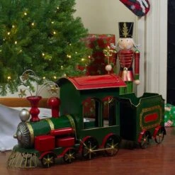 Northlight 34'' Green, Red And Gold Metal Train Figurine Tabletop Christmas Decoration 7 Northlight 34'' Green, Red And Gold Metal Train Figurine Tabletop Christmas Decoration -Michaels X-Mas Decor D676320S 2