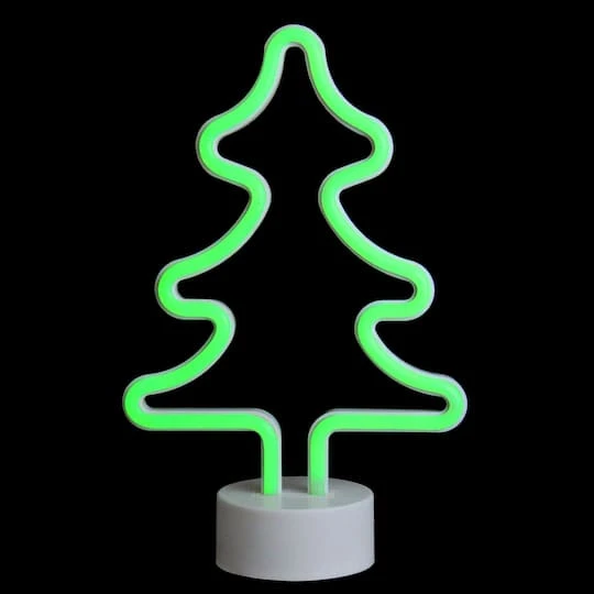 Northlight 11'' Green LED Neon-Style Christmas Tree Tabletop Sign 6 Northlight 11'' Green LED Neon-Style Christmas Tree Tabletop Sign - Image 4