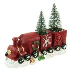 Northlight 12'' Red And Gold Christmas Train With LED Lighted Frosted Trees Tabletop Decoration -Michaels X-Mas Decor D676322S 11