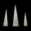 Northlight 23.5", 31.25", & 39.25" Pre-Lit White & Silver Cone Artificial Christmas Tree Set, Clear LED Lights