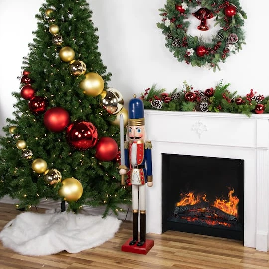 Northlight 48.25'' Blue And White Christmas Nutcracker Soldier With Sword Decoration 9 Northlight 48.25'' Blue And White Christmas Nutcracker Soldier With Sword Decoration - Image 7