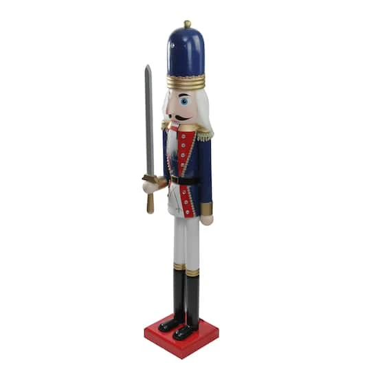 Northlight 48.25'' Blue And White Christmas Nutcracker Soldier With Sword Decoration 5 Northlight 48.25'' Blue And White Christmas Nutcracker Soldier With Sword Decoration - Image 3