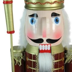 Northlight 48'' Brown And White Wooden Christmas Nutcracker King With Scepter Decoration 11 Northlight 48'' Brown And White Wooden Christmas Nutcracker King With Scepter Decoration -Michaels X-Mas Decor D676331S 2