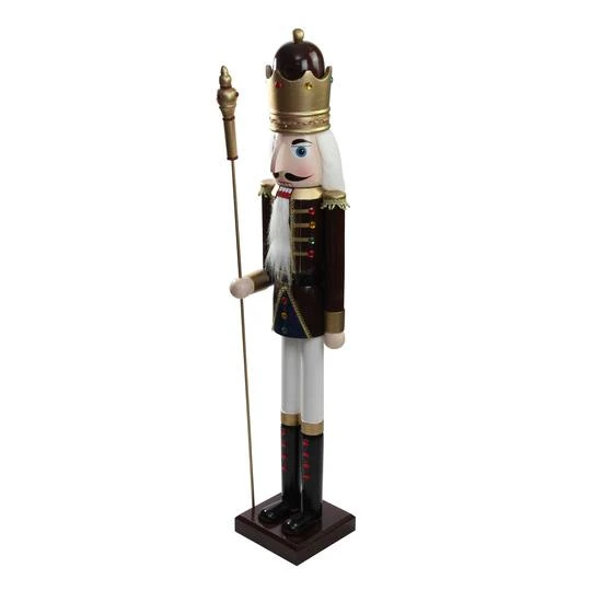 Northlight 48'' Brown And White Wooden Christmas Nutcracker King With Scepter Decoration 8 Northlight 48'' Brown And White Wooden Christmas Nutcracker King With Scepter Decoration - Image 6