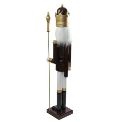 Northlight 48'' Brown And White Wooden Christmas Nutcracker King With Scepter Decoration 15 Northlight 48'' Brown And White Wooden Christmas Nutcracker King With Scepter Decoration -Michaels X-Mas Decor D676331S 6