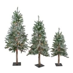 Northlight 3ft., 4ft, & 5ft. Unlit Flocked Alpine Artificial Christmas Tree Set -Michaels X-Mas Decor D676625S 11