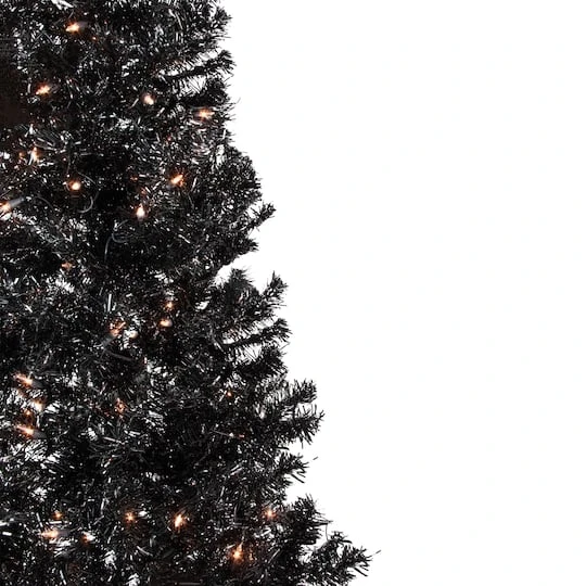 Northlight 6ft. Pre-Lit Black Tinsel Artificial Christmas Tree, Clear Lights 5 Northlight 6ft. Pre-Lit Black Tinsel Artificial Christmas Tree, Clear Lights - Image 3