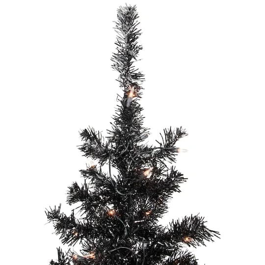 Northlight 6ft. Pre-Lit Black Tinsel Artificial Christmas Tree, Clear Lights 7 Northlight 6ft. Pre-Lit Black Tinsel Artificial Christmas Tree, Clear Lights - Image 5