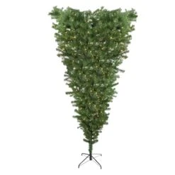 Northlight 7.5ft. Pre-Lit Green Spruce Artificial Upside Down Christmas Tree, Warm White LED Lights
