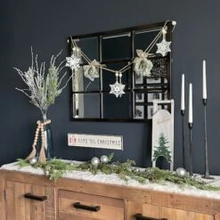 Northlight 4.75ft. Snowflake & Frosted Pine With Wooden Beads Christmas Garland -Michaels X-Mas Decor D676709S 13