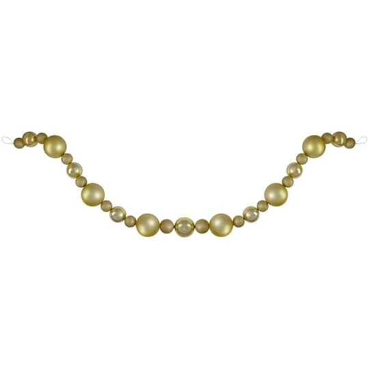 Northlight 6ft. Vegas Gold 3-Finish Shatterproof Ball Christmas Garland 4 Northlight 6ft. Vegas Gold 3-Finish Shatterproof Ball Christmas Garland - Image 2