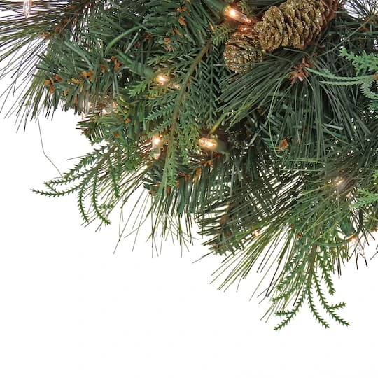 First Traditions™ 24'' Pre-Lit Artificial North Conway Wreath With Glittery Cones And Eucalyptus 6 First Traditions™ 24'' Pre-Lit Artificial North Conway Wreath With Glittery Cones And Eucalyptus - Image 4