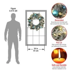 24" Pre-lit LED Tinkham Pine Wreath -Michaels X-Mas Decor D677544S 16